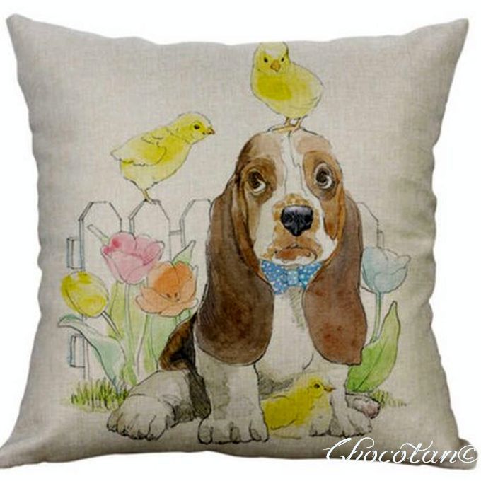 【送料無料】バセットハウンド D イースター クッションカバー【新品】拍卖