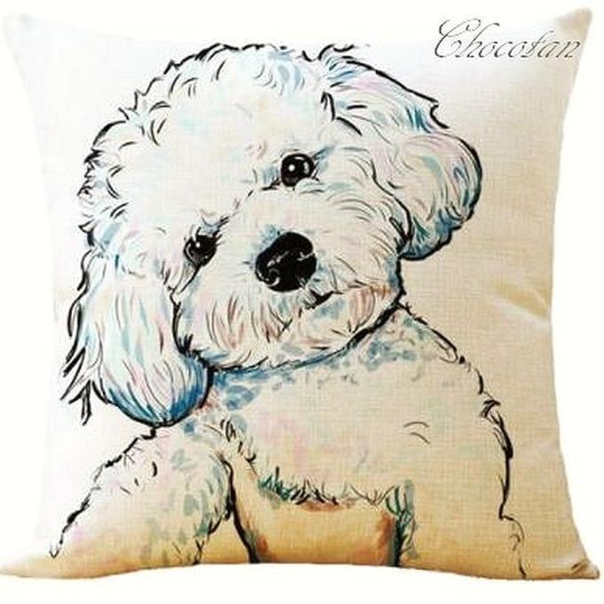 【送料無料】プードル A1 コットンリネン 45x45cm クッションカバー 【新品】拍卖