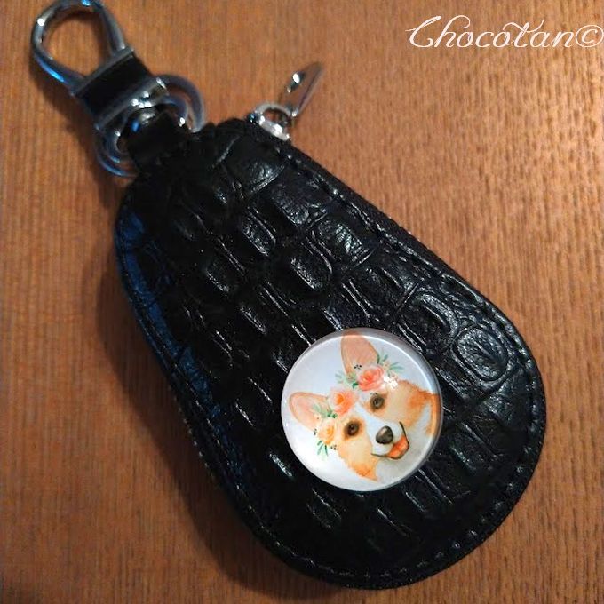 【送料無料】コーギー C 黒 ドーム キーケース【新品】拍卖