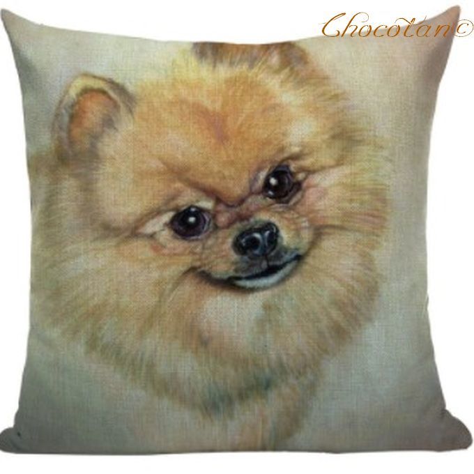 【送料無料】ポメラニアン イラスト L コットンリネン 45x45cm クッションカバー【新品】拍卖
