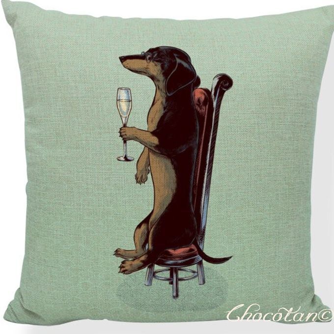 【送料無料】ダックスフンド a32 コットンリネン 45x45cm クッションカバー【新品】拍卖