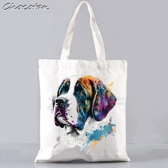 【送料無料】セントバーナード B キャンバス コットン トートバッグ【新品】拍卖