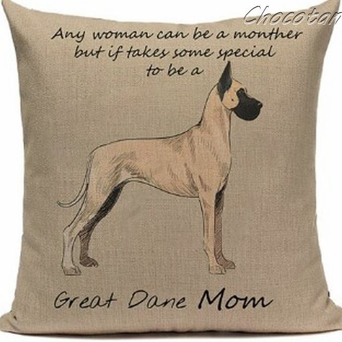 【送料無料】グレートデン I イラスト コットンリネン 45x45cm クッションカバー【新品】拍卖