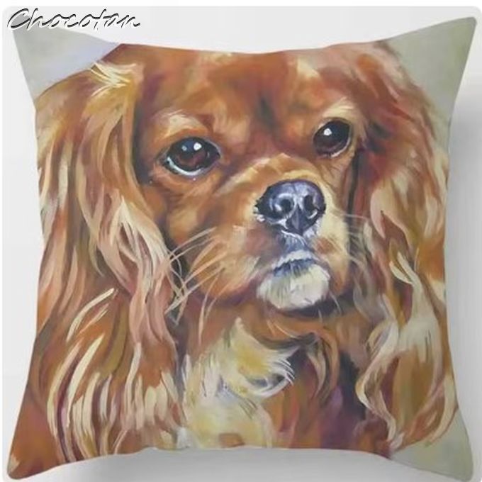 【送料無料】キャバリア 両面印刷 ポリエステル 45x45cm クッションカバー【新品】拍卖