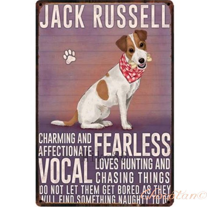 【送料無料】ジャックラッセル テリア 犬種 メタルサインプレート メタル看板【新品】拍卖