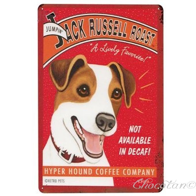 【送料無料】ジャックラッセル ② coffee メタルサインプレート メタル看板【新品】拍卖