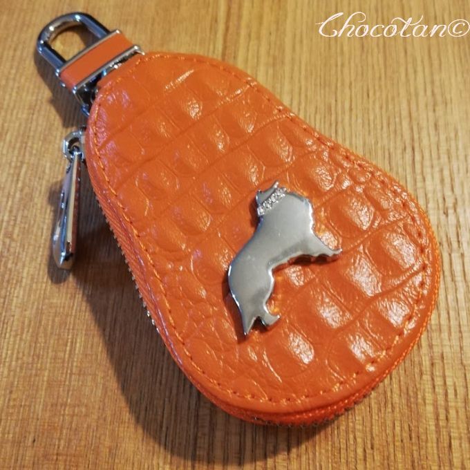 【送料無料】シェットランドシープドッグ シェルティ シルエット キーケース オレンジ【新品】拍卖