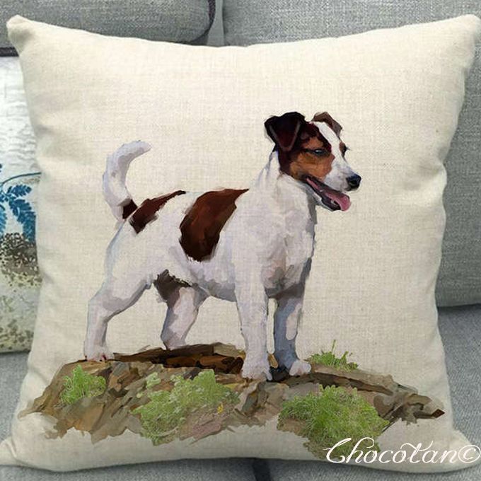 【送料無料】ジャックラッセル F イラスト クッションカバー 【新品】拍卖