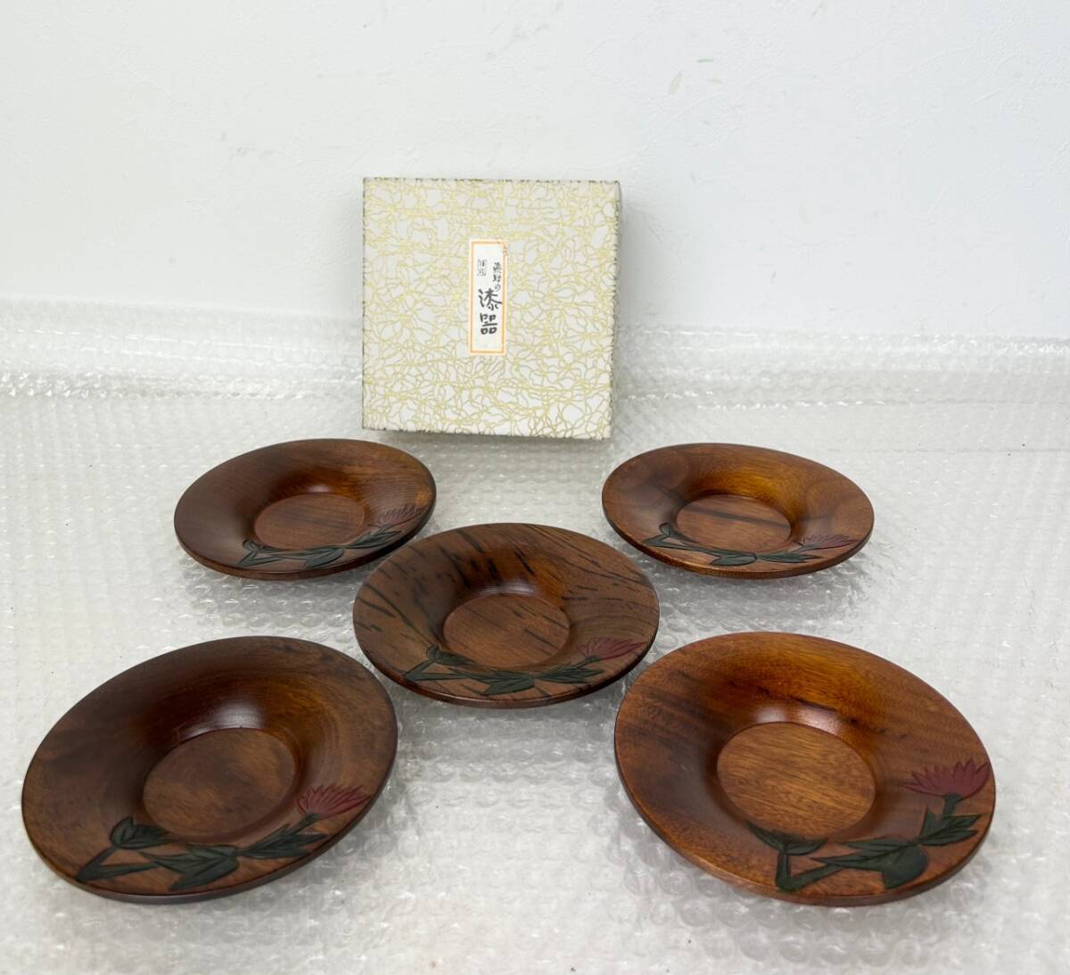 ☆★☆飛騨の漆器 天然素材 茶托5枚セット 茶道具 コースター ☆★☆拍卖