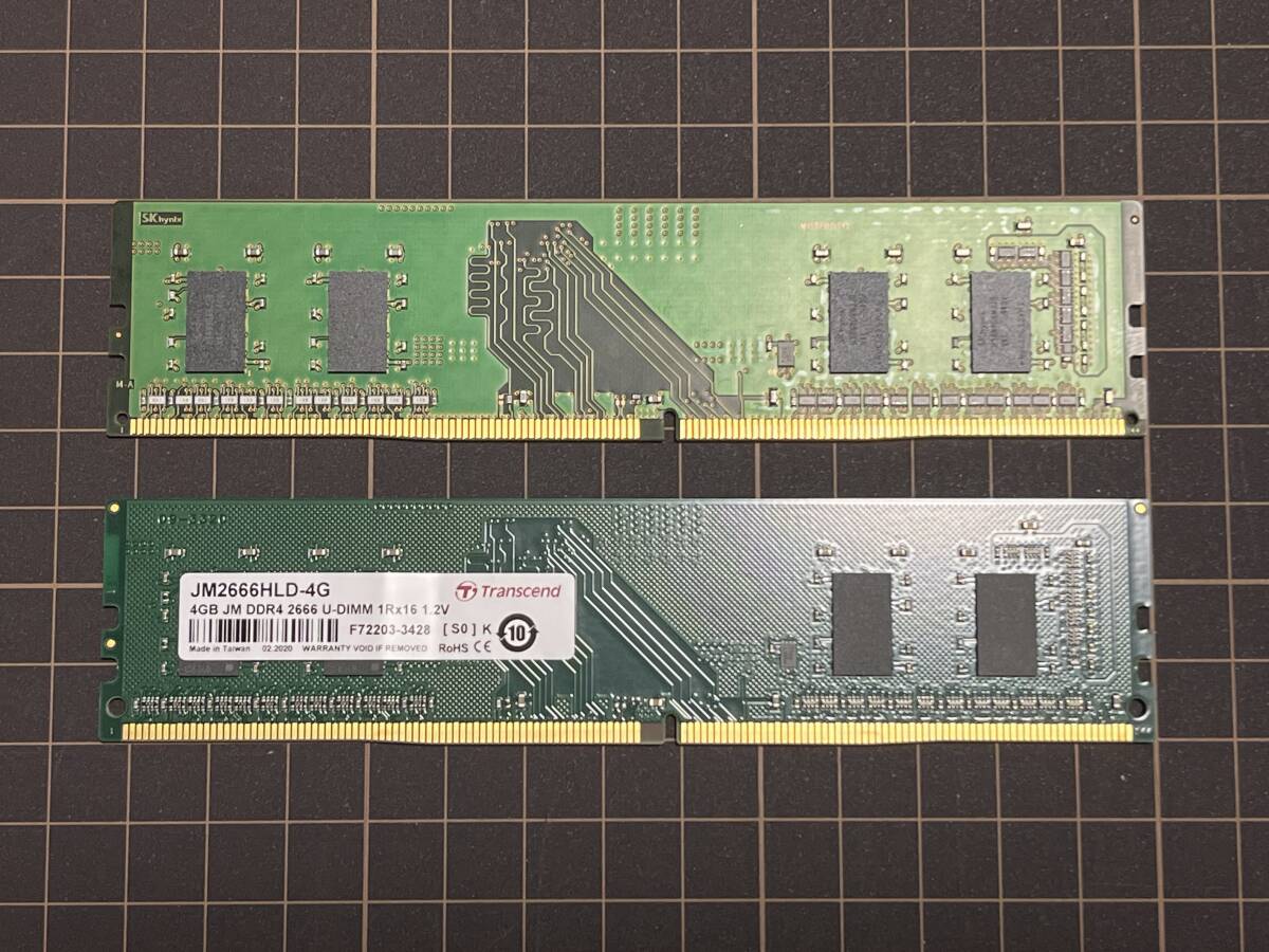 【中古動作品】DDR4-2666 4GB×2枚 8GB SK Hynix Transcend デスクトップ【MemTest86完走】拍卖