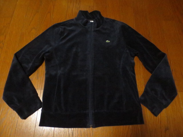LACOSTE MADE IN JAPAN ラコステ ベロア地 長袖ZIPUPジャケット ジャージトップス 濃紺系 40 日本製拍卖