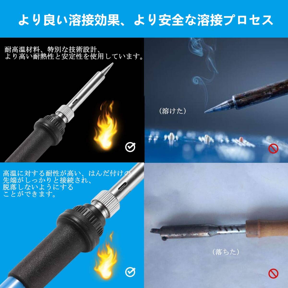 ON/OFFスイッチ付き 60W こて先5種 ポンプ付き はんだごてセット拍卖