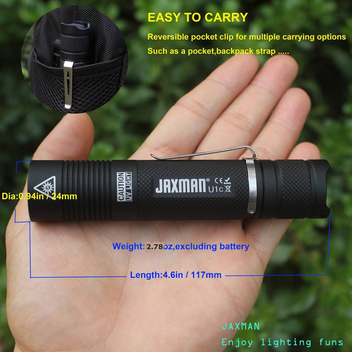 紫外線365nm波長UV LED懐中電灯拍卖