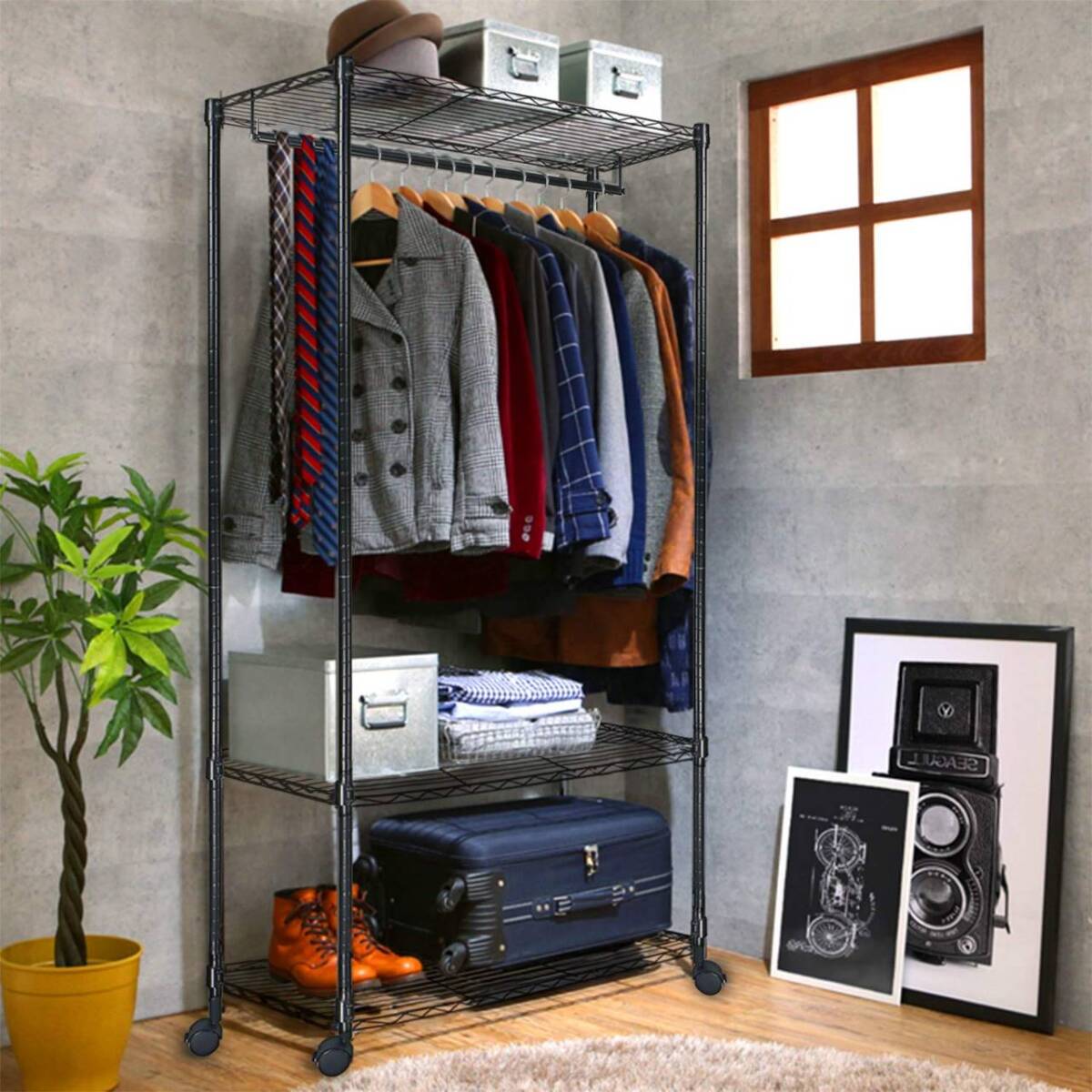 組み立て簡単なメタル製ハンガーラック拍卖