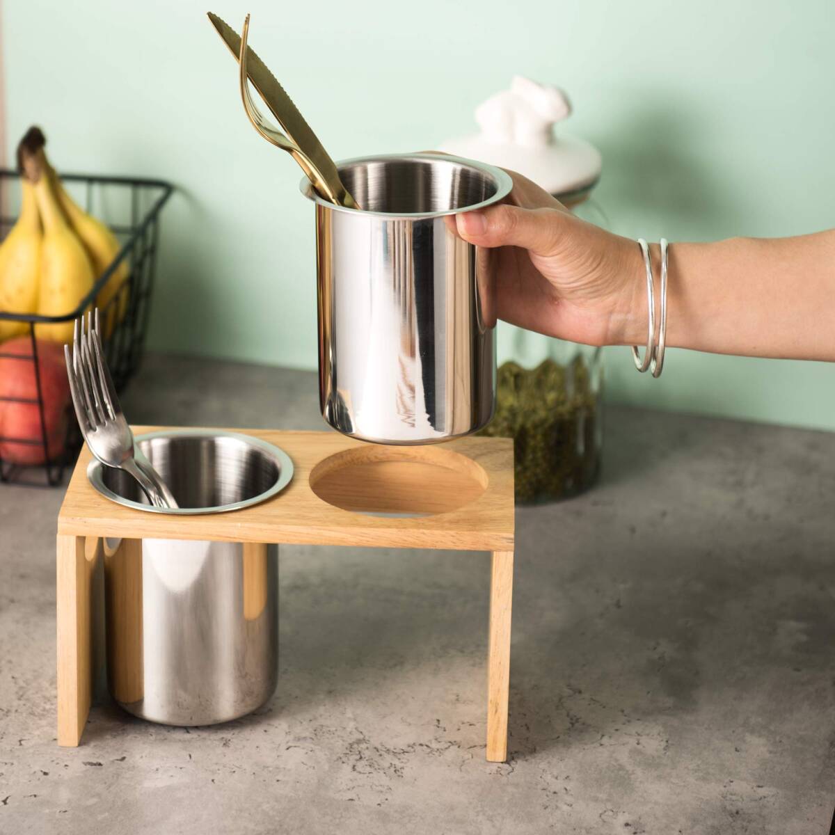 丈夫なステンレス製カトラリースタンド拍卖