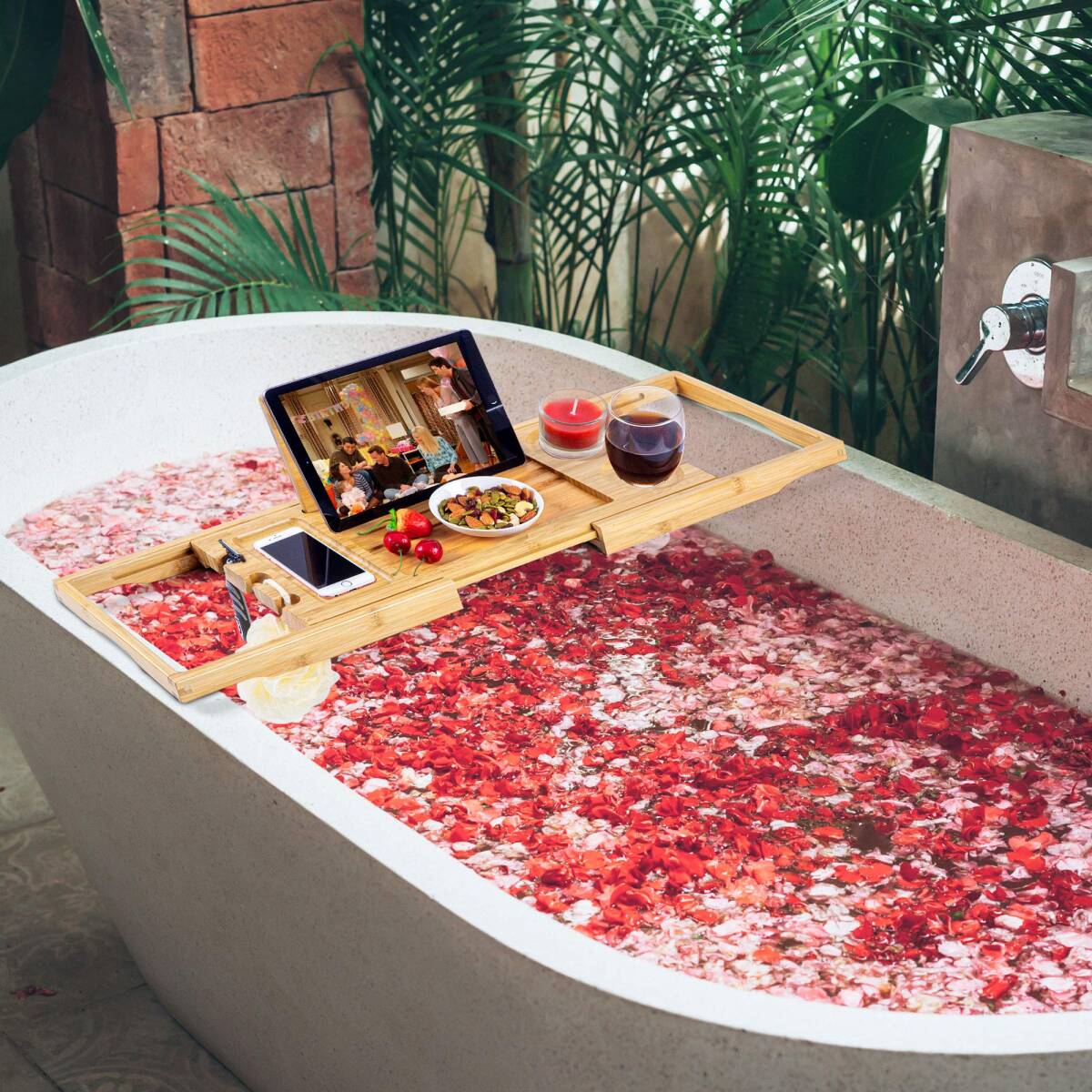 お風呂時間充実 竹製バスタブトレー拍卖