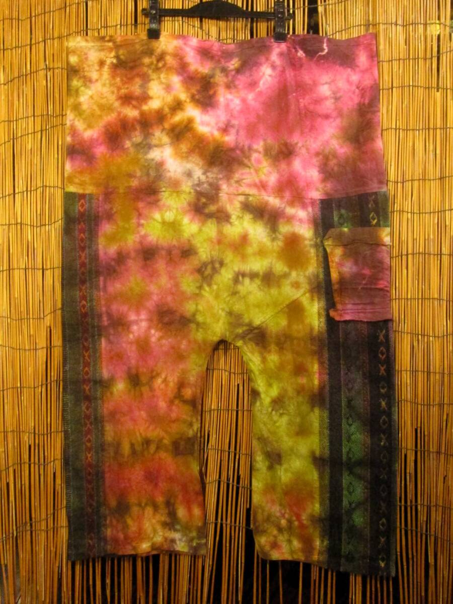 ①新品*男女兼用*コットン素材*タイダイ染め&ゲリ生地*ロング丈*タイパンツ拍卖