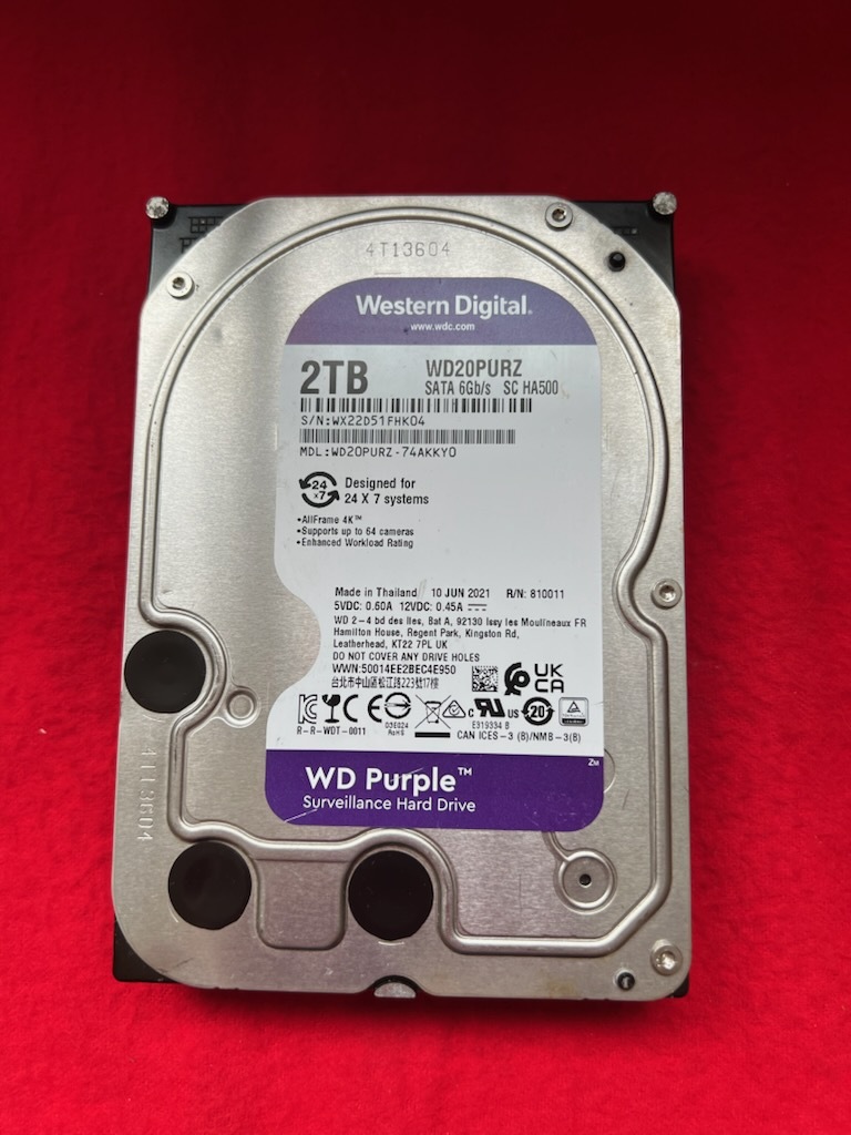 不良返金保証 Western Digital Purple 2TB WDC WD20PURZ-74AKKY0 3.5インチ SATA HDD (ST20)拍卖