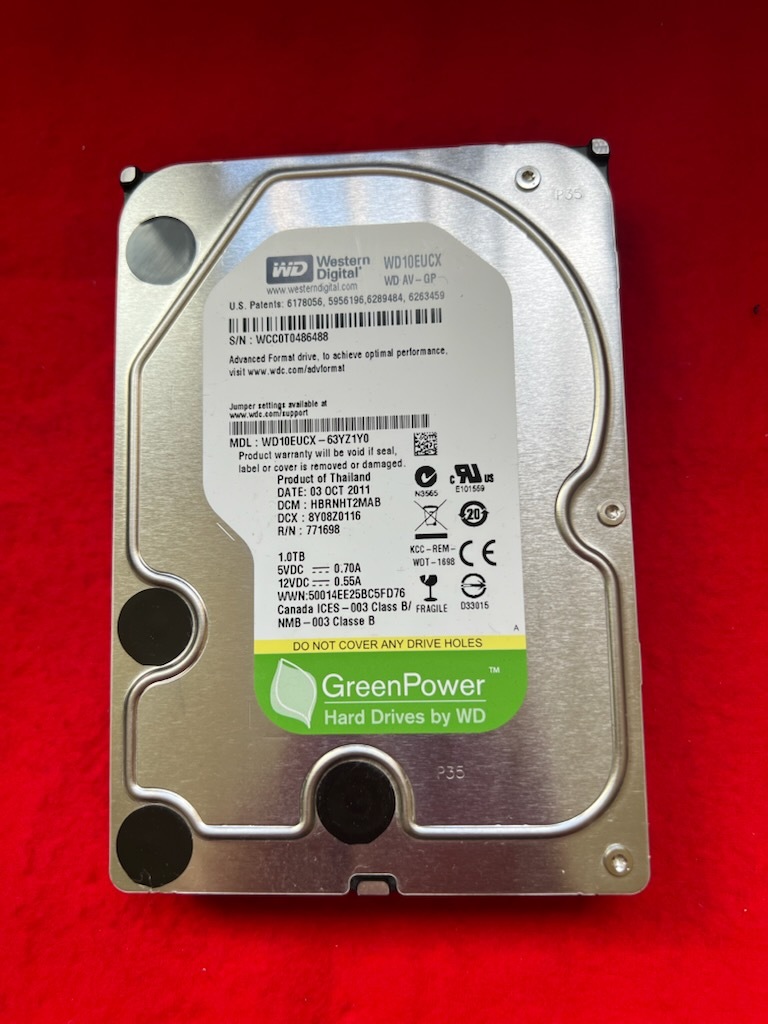 不良返金保証 WDC SATA 3.5インチHDD SATA 1000GB 1TB WD10EUCX-63YZ1Y0 (a089)拍卖