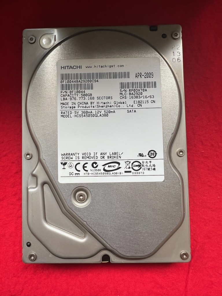 不良返金保証 HITACHI 3.5インチ HDD HCS545050GLA380 500GB SATA (A025)拍卖