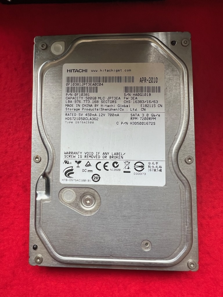 不良返金保証 Hitachi HDS721050CLA362 500GB HDD 内蔵 (A099)拍卖