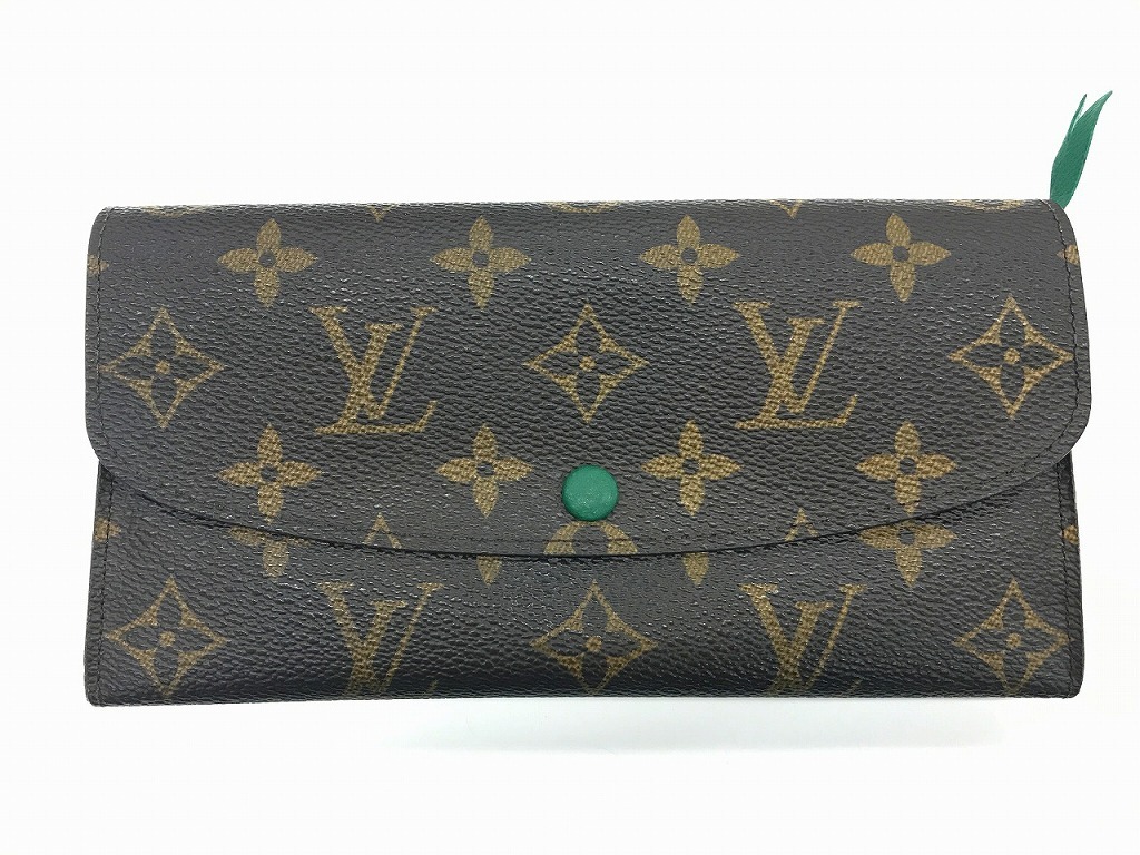 期間限定セール ルイヴィトン LOUIS VUITTON モノグラム ポルトフォイユエミリーヴェール 長財布 グリーン ブラウン M60137拍卖