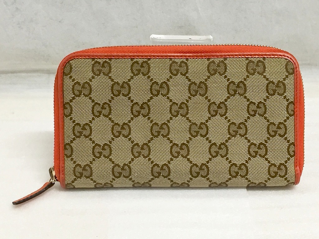 期間限定セール グッチ GUCCI GGキャンバス ラウンドファスナー長財布 ブラウン/オレンジ 363423拍卖