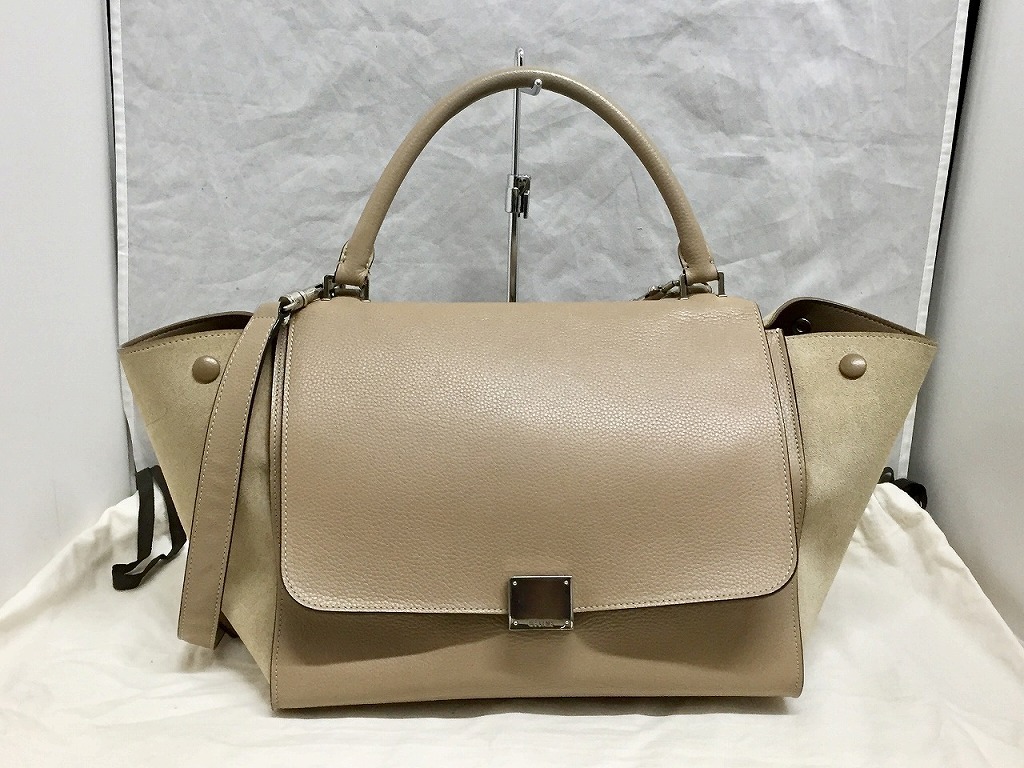 期間限定セール セリーヌ CELINE トラペーズ 2way トートバッグ ショルダーバッグ ベージュ拍卖