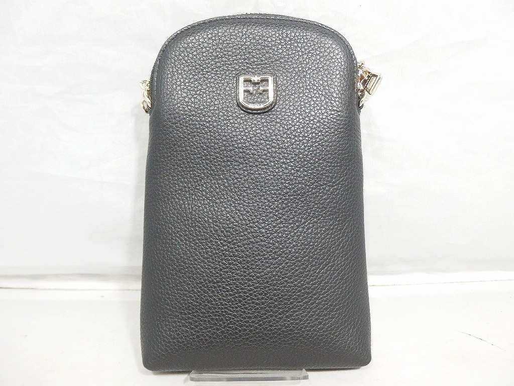 期間限定セール フルラ FURLA スマホショルダー ショルダーバッグ 黒・金(金具部)拍卖