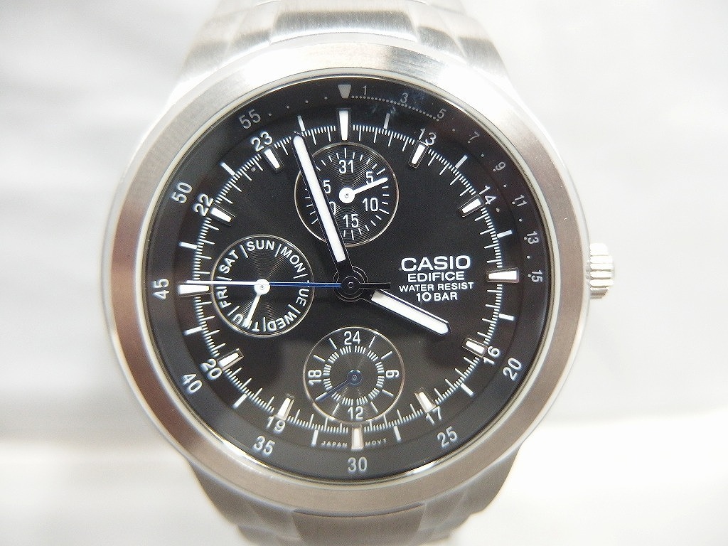 期間限定セール カシオ CASIO EDIFICE アナログ腕時計 黒・銀 EF-305拍卖