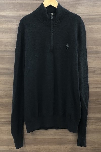 期間限定セール ポロラルフローレン POLO RALPH LAUREN メンズハーフジップニット Mサイズ ブラック拍卖