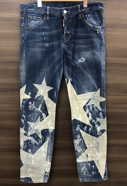 期間限定セール ディースクエアード DSQUARED2 レディースパンツ スタースキニーデニムパンツ ダメージパンツ 星 スター 紺系 S75LA0838拍卖