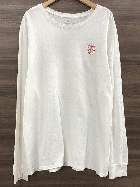 期間限定セール ナイキ NIKE メンズカットソー 長袖Tシャツ Girls Dont Cry Lサイズ アイボリー系 蝶拍卖