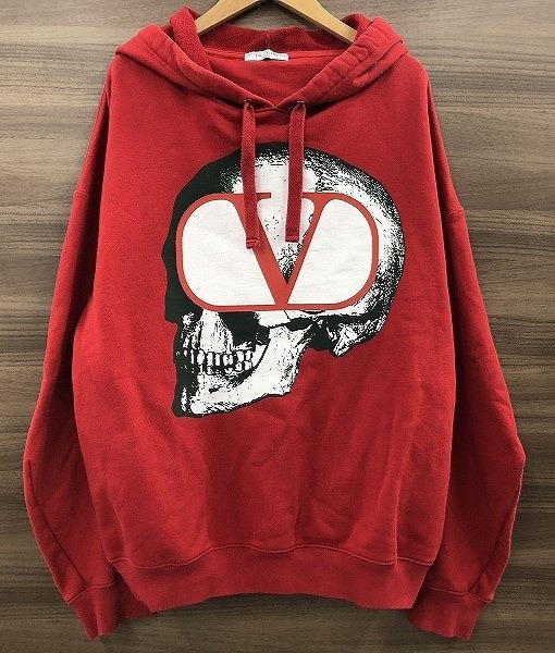 期間限定セール ヴァレンティノ VALENTINO UNDERCOVER コラボ スカルフーディ パーカー XSサイズ レッド スカル SV0MF07T5RF拍卖