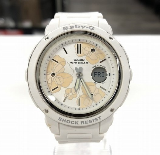 カシオ CASIO 腕時計 レディースウォッチ Baby-G クオーツ式 ホワイト 花柄 BGA-150FL拍卖