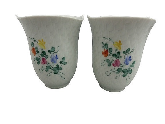 期間限定セール 【未使用】 マイセン MEISSEN Wellenspiel(波の戯れ)スイートピー ペア タンブラー 55404/68A087/2P拍卖