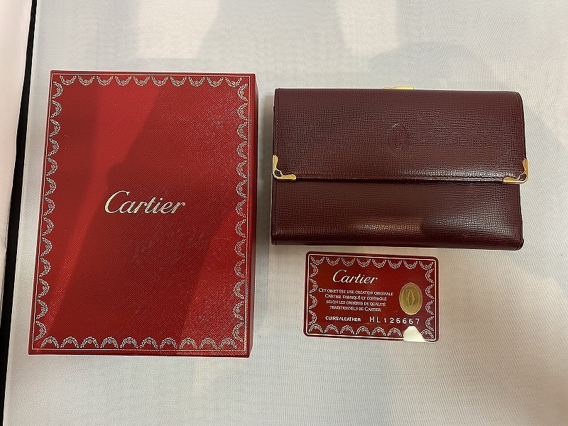 期間限定セール カルティエ Cartier Cartier カルティエ マストライン がま口 三つ折り財布 ボルドー L3000162 ワイン計 L3000162拍卖