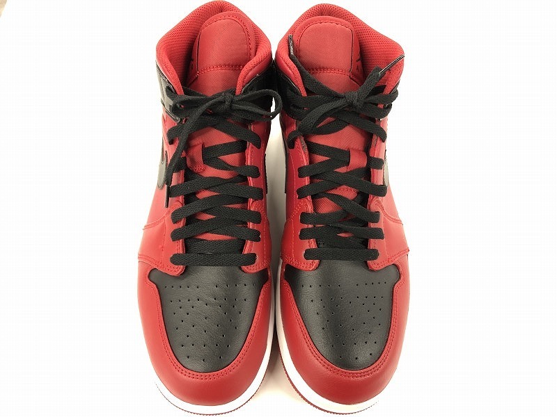 期間限定セール ナイキ NIKE AirJordan1 Mid Reverse Bred ハイカットスニーカー 27.0cm レッド ブラック 554724-660拍卖