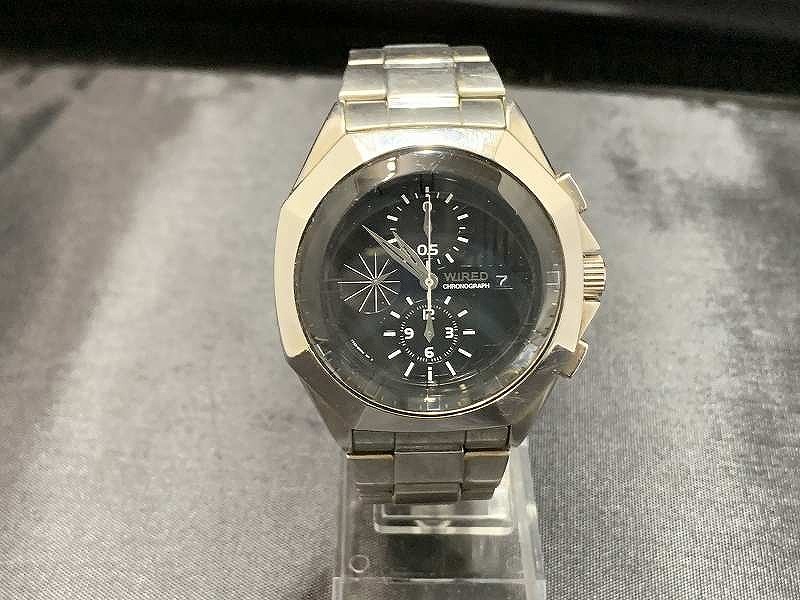 期間限定セール ワイアード WIRED ワイアード クロノ デイト 黒文字盤 メンズ腕時計 クォーツ 7T92-0LW0拍卖