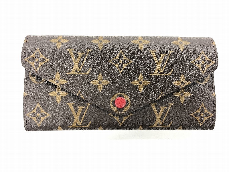 ルイヴィトン LOUIS VUITTON モノグラム ポルトフォイユ・ジョセフィーヌ 長財布 ブラウン レッド M60139拍卖