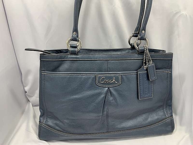 コーチ COACH トートバッグ F19728 レザー 無地 BLUE/ブルー/青/ネイビー拍卖
