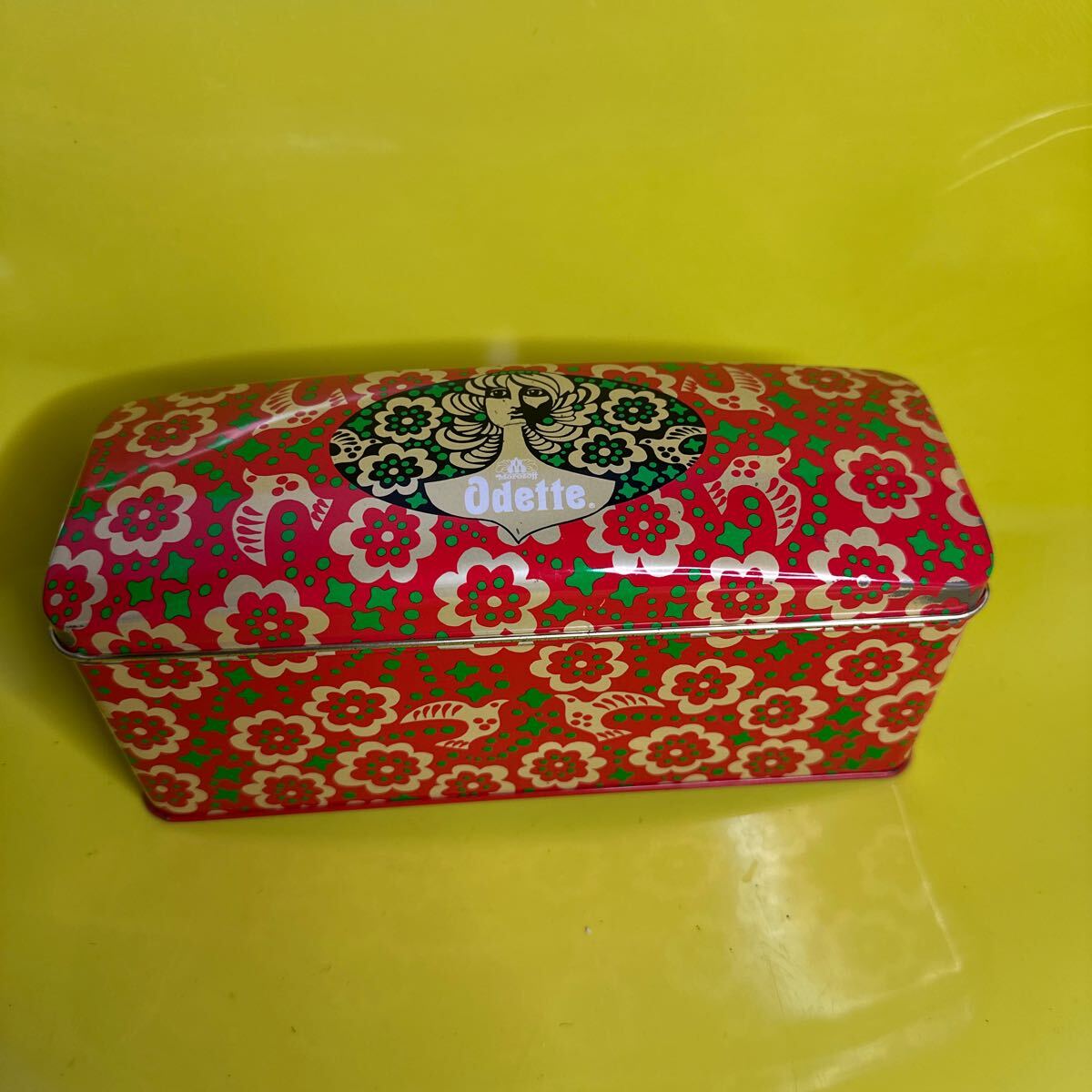 お菓子 空箱 モロゾフ レトロ 花柄 鳥 金色 緑 小物入れ アンティーク拍卖