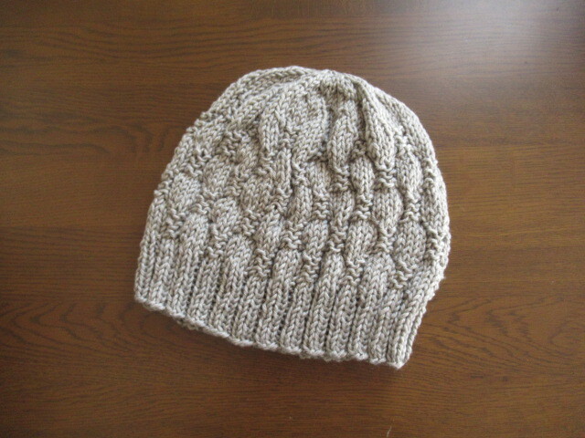 *mippi* 手編みニット帽子 ウールコットン グレー 男性OK ハンドメイド拍卖