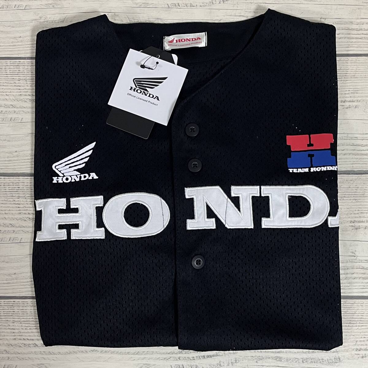 ★ HONDA (ホンダ) ★ ベースボールシャツ Mサイズ 黒 チームホンダ Team HONDA HRC ホンダウイング 本田技研工業 (タグ付き新品未着用品)拍卖