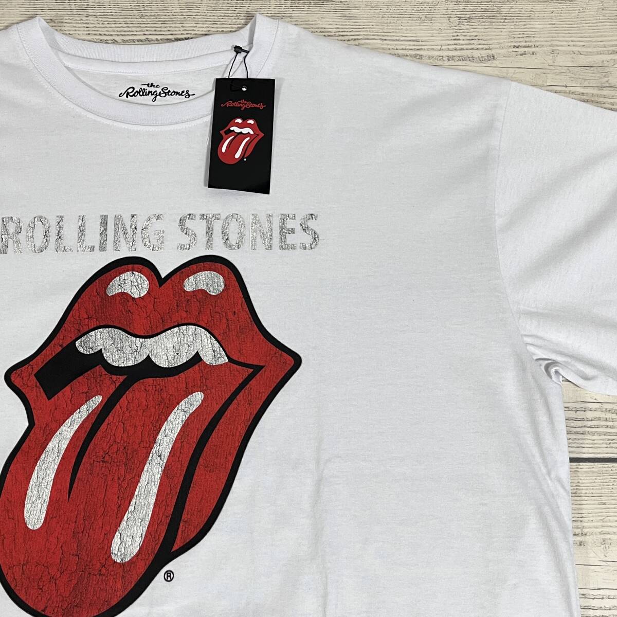 ★ The Rolling Stones (ザ・ローリング・ストーンズ) ★ Tシャツ 4Lサイズ 白色 ロックンロール ベロマーク ロックT (タグ付き未着用品)拍卖