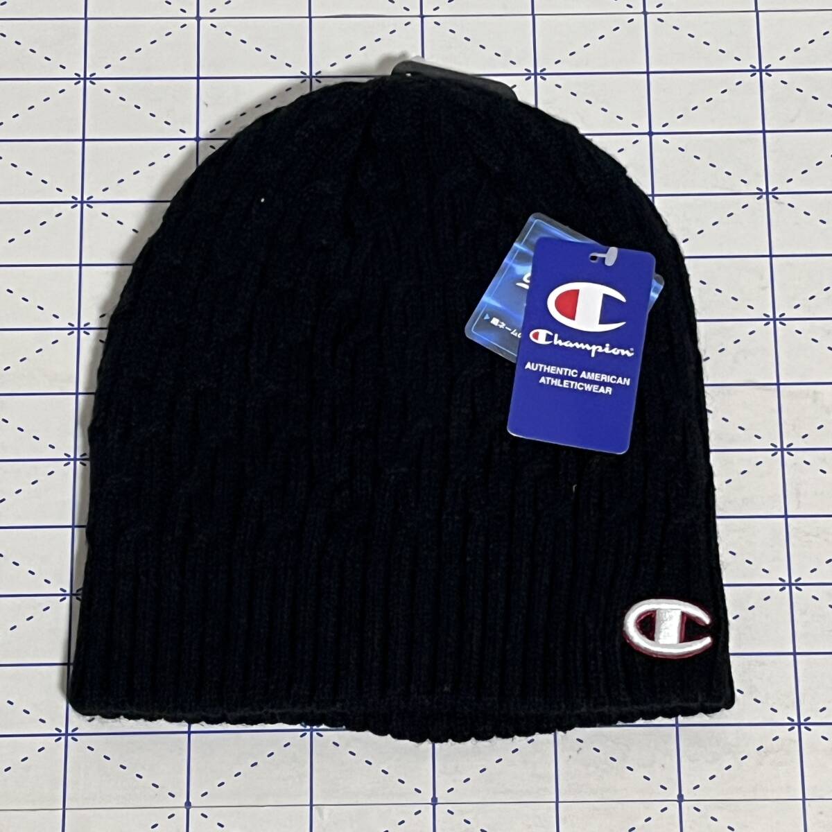 ★ CHAMPION ( チャンピオン ) ★ ニット帽 黒色 頭周り:57-59cm ニットキャップ ワッチキャップ 消臭機能 (タグ付き新品未着用)拍卖