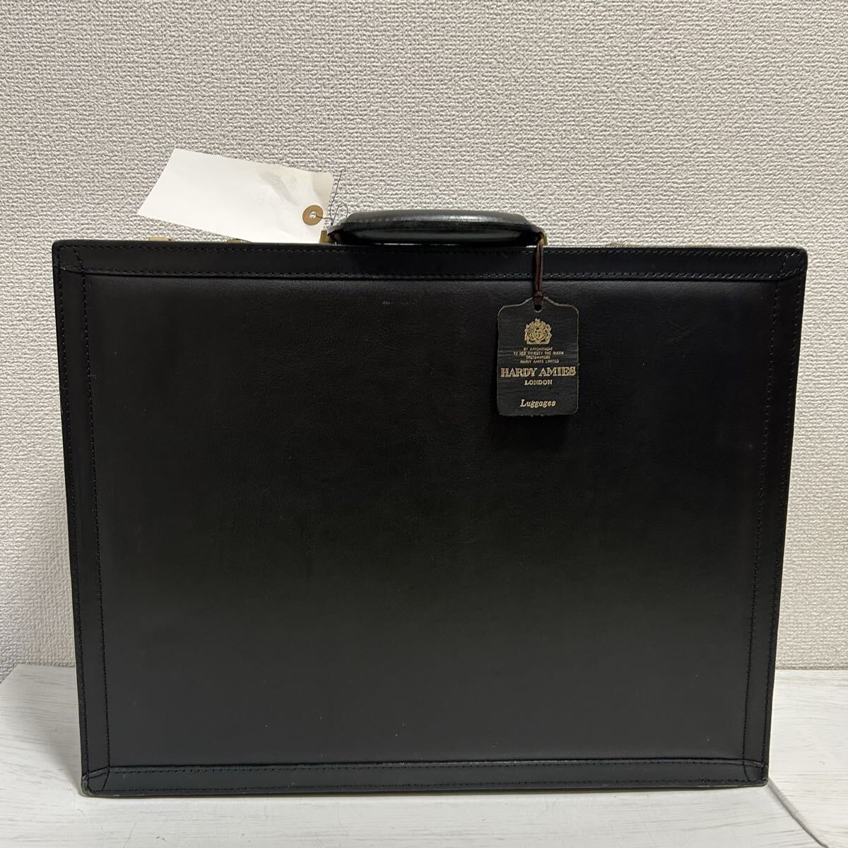 日本製 HARDY AMIES ハーディエイミス メンズ アタッシュケース ビジネスバッグ 鍵付き ダイヤルロック 黒色 ブラック 本革 レザー 高級拍卖