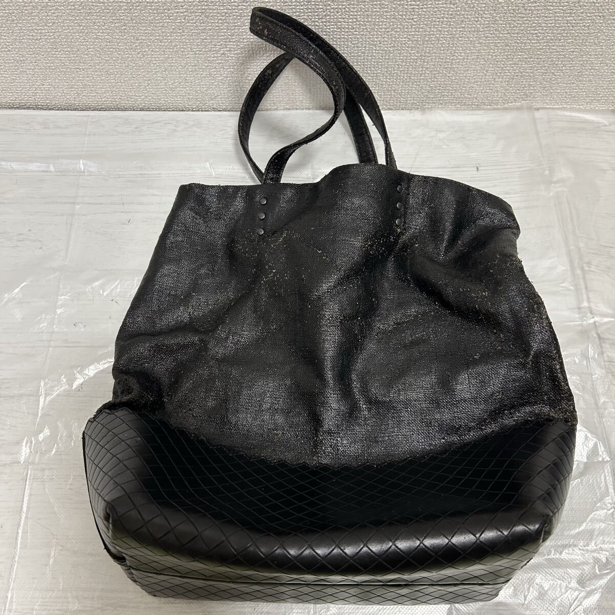 BOTTEGA VENETA ボッテガヴェネタ レディース メンズ トートバッグ ハンドバッグ 黒色 ブラック レザー イタリア製 ジャンク品拍卖