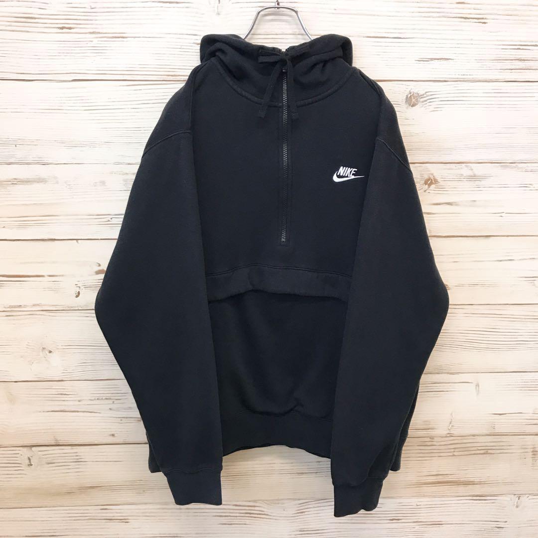 《希少》 NIKE ナイキ☆ハーフジップパーカー L ブラック P747拍卖