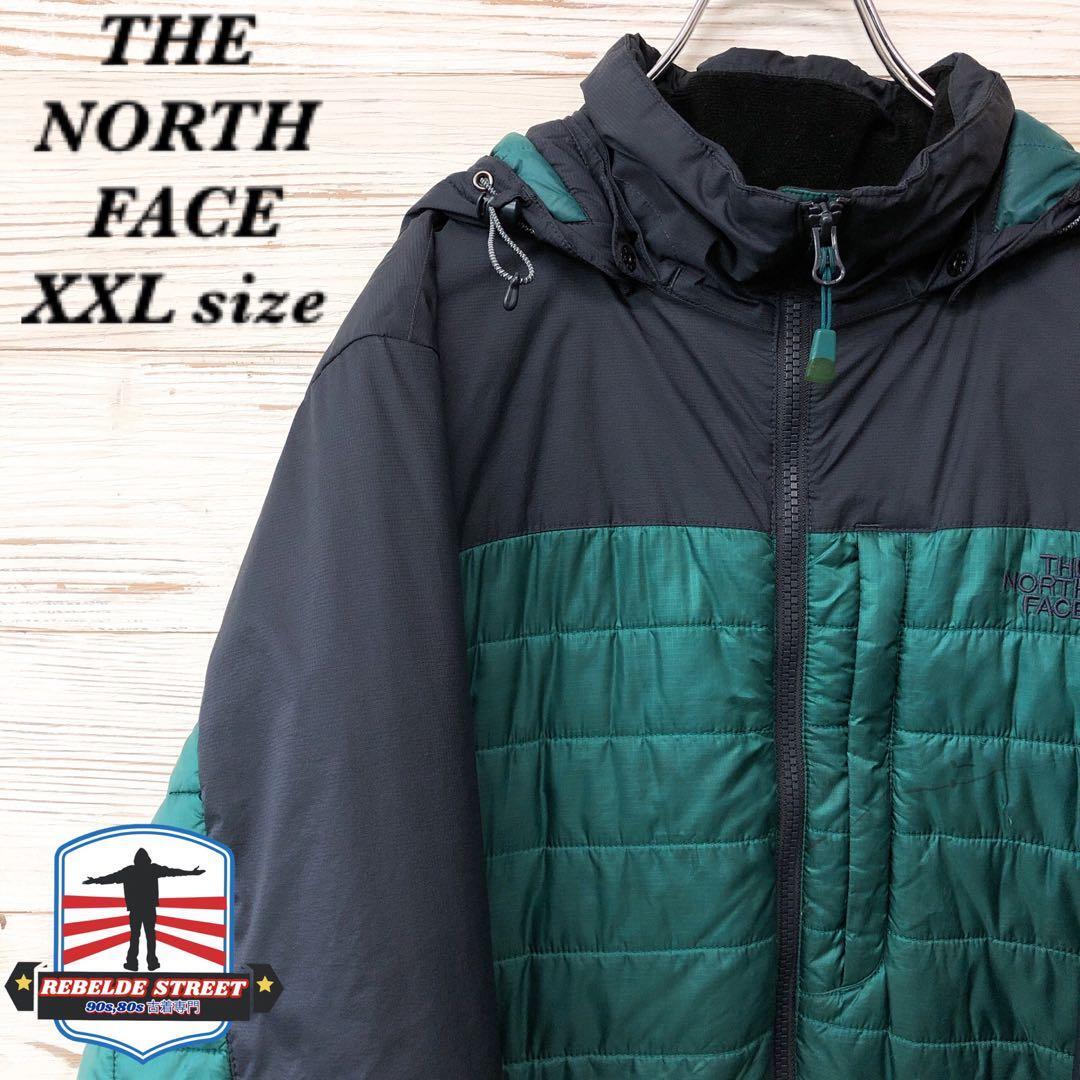 《激レア》ザノースフェイス☆中綿ジャケット XXL 刺繍ロゴ グリーン D804拍卖